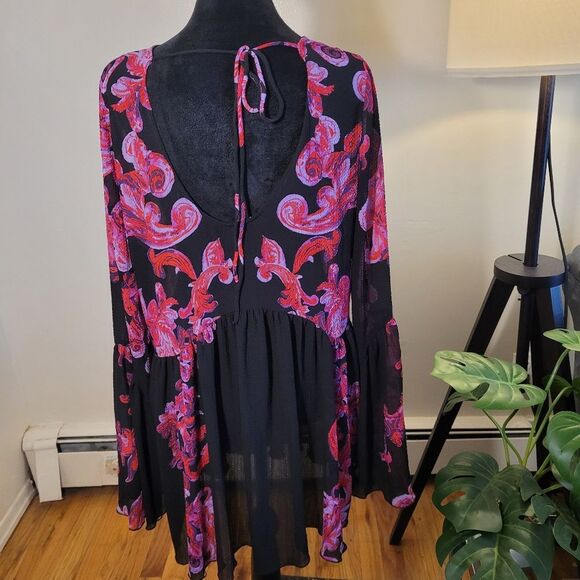 Free People Women's Pink & Black Dress - Picture 3 of 16